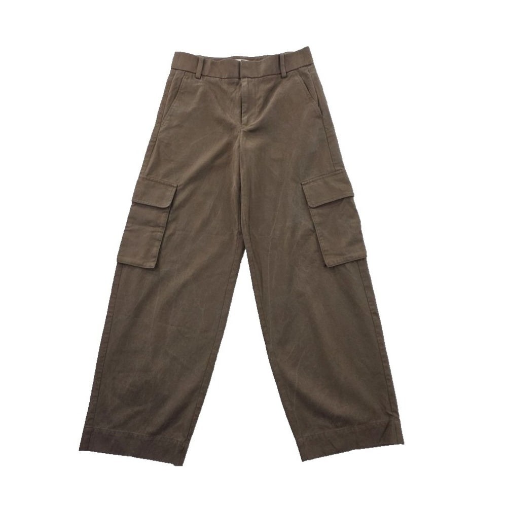Everlane Tencel Cargo Trouser Women Size 2 Olive Brown EUC Wide Leg Organic